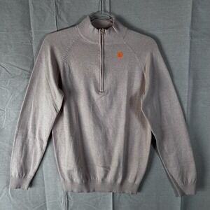 Comfortably Collared Mens Quarter Zip Sweater Tan Beige Small Cotton Blend